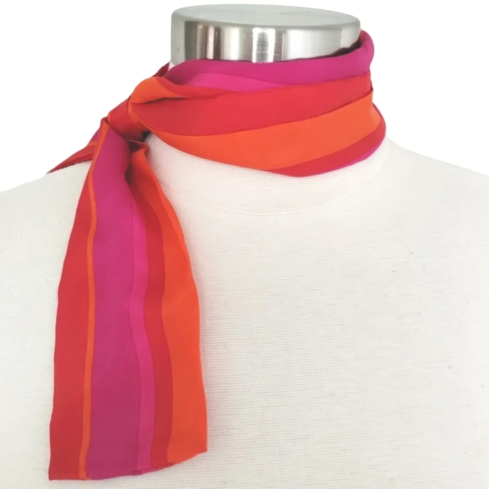 Vintage Liz Claiborne Silk Scarf Orange Red Purple WPL 12931